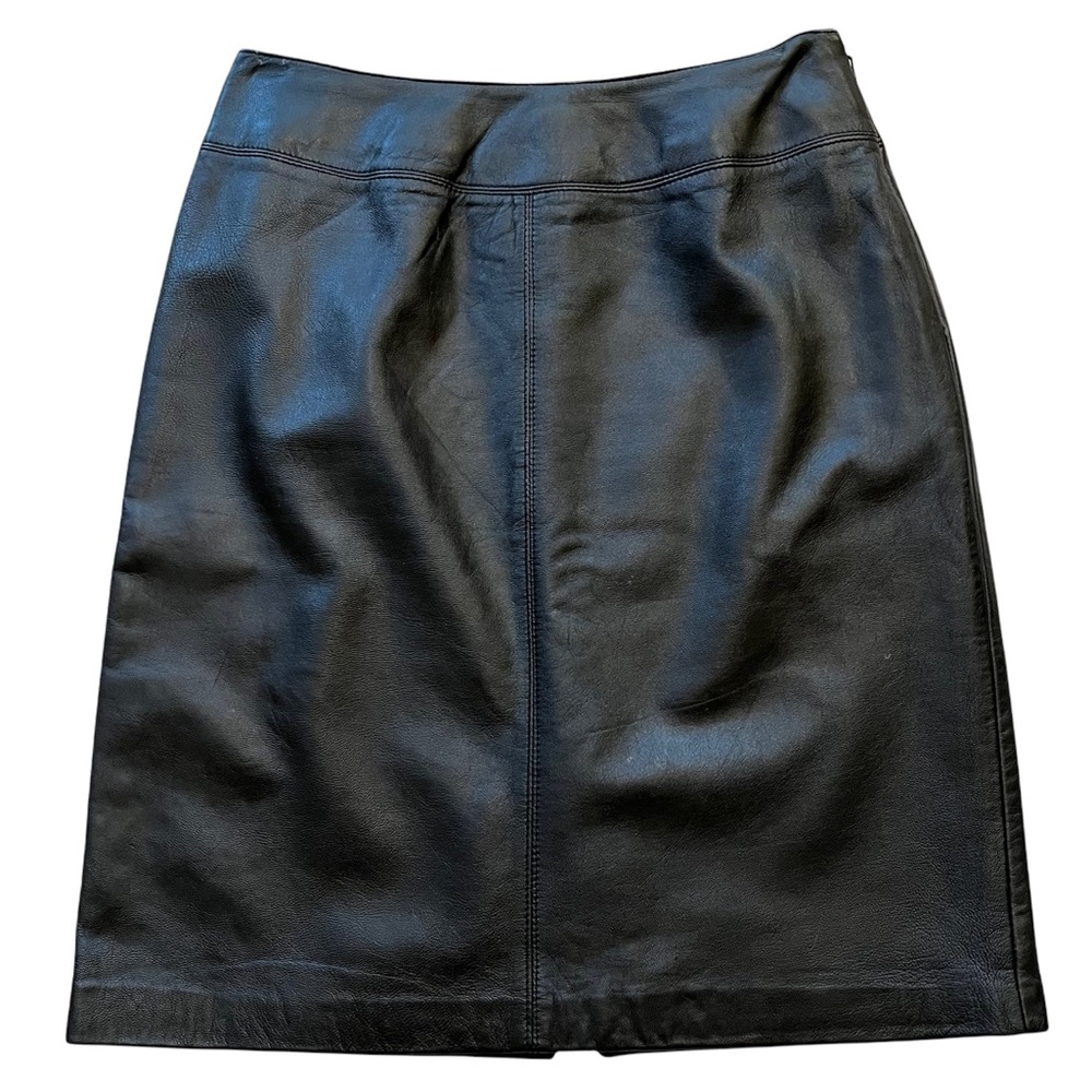 croft & barrow Black Lambskin Pencil Skirt 4